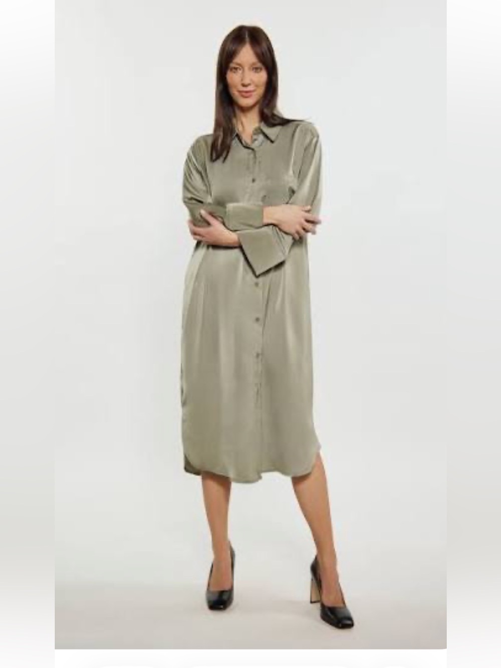 NWT Banana Republic Sage Green Shirt Dress -Size M